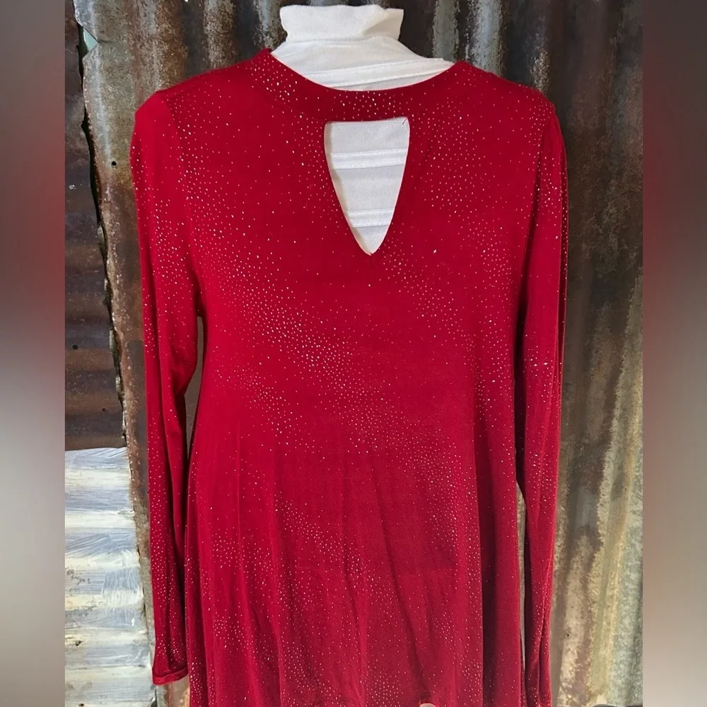 ❤️Jennifer Lopez Red Embellished Tunic Top- XS - Picture 2 of 7